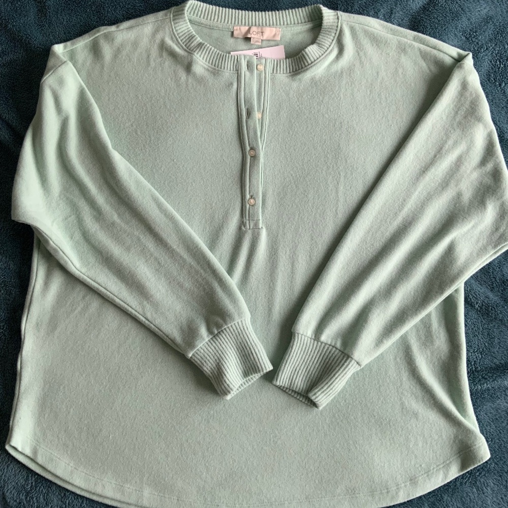 Loft Henley collar sweater NWT